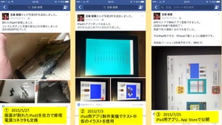  2015/5/27
椬줿iPad2
Դͥ⽻Q
 2015/7/3
iPadåץgCǥƥ
Υ饹Ȥʹ
 2015/7/25
iPadåץꡢApp	
 ?Storeǹ_
 