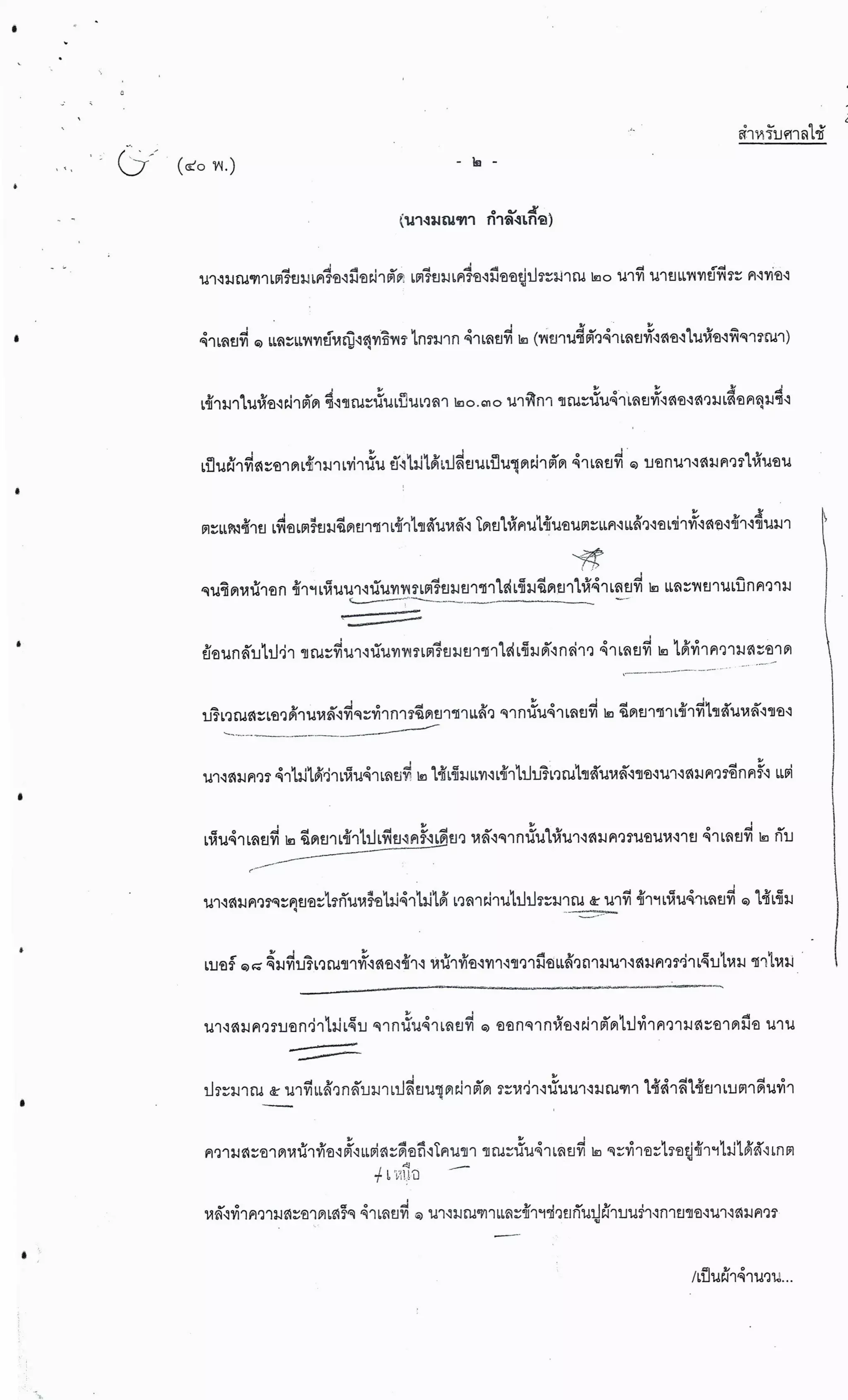 สำนวนคดีผ่าไส้ติ่งร่อนพิบูลย์ (คดีอาญา)