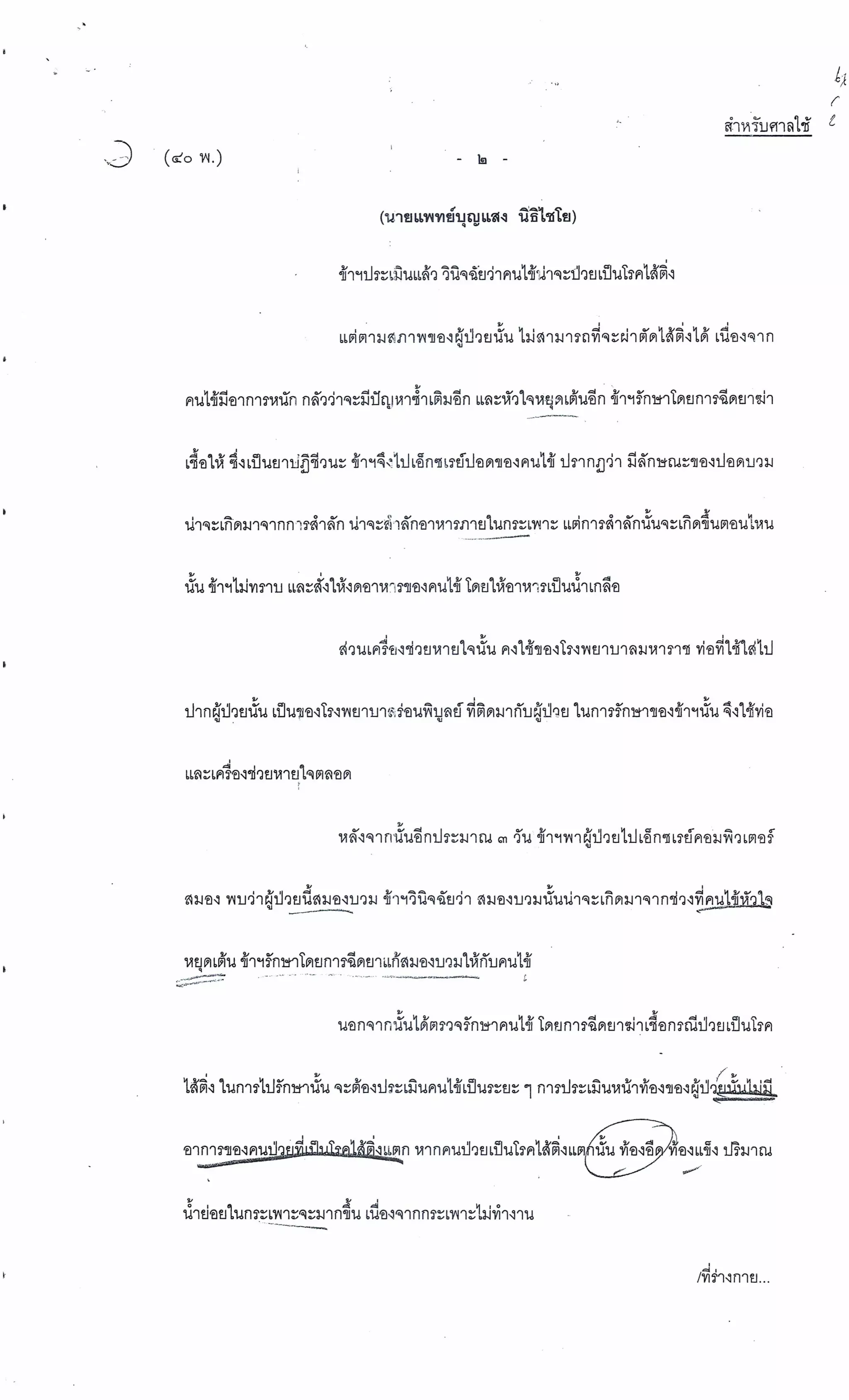 สำนวนคดีผ่าไส้ติ่งร่อนพิบูลย์ (คดีอาญา)