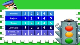 Загадки
Ребусы
Знаки
Ситуации
Вопросы на
засыпку
1
1
1
1
2
1
2
2
2
3
2
3
3
3
3
4
4
5
5
4
5
5
5
4
4
 