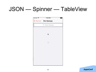 JSON — Spinner — TableView
11
 