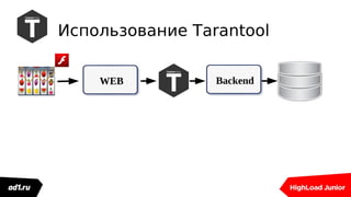 Использование Tarantool
BackendWEB
 