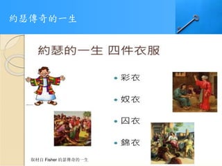 約瑟傳奇的一生
取材自 Fisher 約瑟傳奇的一生
 
