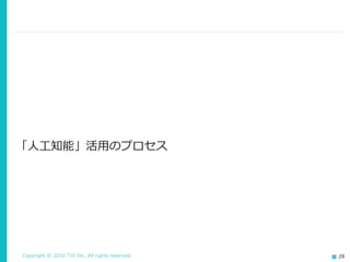 Copyright © 2016 TIS Inc. All rights reserved. 28
「人工知能」活用のプロセス
 