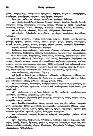 88 Πάθη φθόγγων
χτική, σπαραχτικός, αννεχτικός — αρπάχτηκε, δέχτηκε, θέλχτηκε, καταβρέχτηκε,
κηρύχτηκε, ρονφήχτηκε, σφίχτηκε, τραβήχτηκε, συνάχτηκε.
άρπάχτρα, μαζώχτρα, πήχτρα, σφυρίχτρα, φταίχτρα, δίδαχτρα.
κτ.— ακτή, άκτοπλοια, ανάκτορα, έκτακτος, έκταση, εκτείνω, εκτελώ, εκτιμώ,
εκτημόριο, έκτος, κτηνοτροφία, κτητικός, νέκταρ, *Οκτώβριος (άλλά Όχτώβρης),
πακτωλός, πλήκτρο, "Ακτιο, Λεύκτρα, "Εκτορας, 'Ικτίνος, Κτησίας, Φιλοκτήτης.
γκτ.— άτεγκτος, ελεγκτής, ελεγκτικός, Κόδριγκτον, Ουάσιγκτον,
χθ.—άχθος, Ιχθυολογία, καταχθόνιος, μοχθηρός, σεισάχθεια, ύποχθόνιος,
"Αραχθος.
φτ (ντ)·—βαφτίζω, γύφτος, καθρέφτης, κλέφτης, ξεφτέρι, ξεφτώ, πέφτω,
ράφτης, τρίφτης, φτάνω, φταίω, φτελιά, φτέρη, φτερό, φτέρνα, φτερνίζομαι,
φτηνός, φτιάνω, φτυάρι, φτύνω, φτωχός, χάφτω, χούφτα, Διακοφτό, ερμηνεύτηκε,
κοφτός, σκυφτός, άστραφτερός, κοφτερός.
άμείφτηκε, εγκαταλείφτηκε, κρύφτηκε, νίφτηκε, σκέφτηκε, παύτηκε, κλαν-
τηκε, βολεύτηκε, βραβεύτηκε, γεύτηκε, εκπαιδεύτηκε, πραγματεύτηκε, εμπιστεύτηκε.
ητ.— αλεξίπτωτο, αμερόληπτος, άνακαλύπτω, άνύποπτος, αποκαλυπτήρια, αυτό-
πτης, γλύπτης, ελλειπτική, επισκέπτης, λεπτό, λεπτός, λεπτομέρεια, μεροληπτώ, νι-
πτήρας, οπτασία, οπτικός, συνοπτικός, παραλήπτης, περίπτερο, περίπτωση, πταίσμα,
πτέρυγα, σεπτός, σκεπτικισμός, σκέπτομαι (άλλά σκέφτηκα) (καί σκέφτομαι), σκω-
πτικός, Αίγυπτος, Νεοπτόλεμος — γραπτός (άλλά καί γραφτός, γραφτόαντισηπτι-
κός, επαναληπτικός, καταστρεπτικός, πεπτικός, περιληπτικός, προληπτικός,
μπτ.— άμεμπτος, σύμπτωμα, Πέμπτη.
φθ (νθ).— απόφθεγμα, αυθαίρετος, αυθεντία, αυθόρμητος, αύθύπαρχτος
άφθονος, διευθύνω, δίφθογγος, ελευθερία (καί λευτεριά), ευθεία, ευθύνη, όφθαλ-
μία, φθινόπωρο, φθίση, φθόγγος, φθόνος, φθορά, Φθία.
στ.— άγωνίστηκα, άκονίστηκα, διαδραματίστηκα, δοξάστηκα, κρεμάστηκα, με-
ταχειρίστηκα, πείστηκα, πρήστηκα, σείστηκα κτλ., κουλουριαστώ, συμβιβαστώ, χτε-
νιστώ κτλ.
οθ.— αίσθάνομαι, συναίσθημα, ισθμός, μισθός, μισθωτής, προσθαλάσσωση,
προσθήκη, προσθέτω, Ευρυσθέας, Κλεισθένης.
OM.— άσκημος, {ά)μασκάλη (και μασχάλη), μοσκοβολώ, σκίζα, σκίζω, σκίνος,
σκισμάδα, σκοινί, σκολνώ.
οχ.— άσχολία, άπασχόληση, λέσχη, ματαιόσχολος, μοσχάτο, μόσχος, μοσχοκά-
ρυδο, μοσχοκάρφι (άλλά μοσκοβολώ, μοσκομυρίζω, μοσκοπουλώ), Πάσχα, πασχα-
λιά, πρόσχαρος, σχέδιο^ σχεδόν, σχέση, σχετίζω, σχήμα, σχηματίζω, σχολείο (καί
σκολειό), σχολιάζω, σχολικός, σχόλιο, υπόσχομαι, υποσχετικό.
μη.— ακουμπώ, γαμτιρός, θαμπώνω, κολυμπώ, κολυμπήθρα, μπόμπα (άλλά
βομβαρδίζω).
μβ.— άμβωνας, βομβαρδίζω, διθύραμβος, εκατόμβη, εμβαδό, Εμβασμα, εμβα-
τήριο, εμβολή, Εμβολο, θρίαμβος, ρεμβάζω, συμβαίνω, συμβιβάζω, συμβίωση, συμ-
βόλαιο, συμβολή, συμβουλή, τύμβος, Καμβούνια, Μονεμβασία, *Αμβέρσα, *Αμβούργο
Βυρτεμβέργη, *Εδιμβούργο.
 