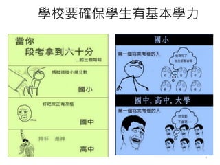 •
8
學校要確保學生有基本學力
 