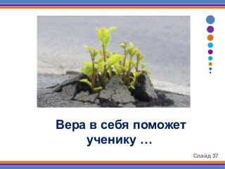 Слайд 37
Вера в себя поможет
ученику …
 