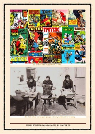 2ο
ΓΥΜΝΑΣΙΟ ΑΓΙΩΝ ΑΝΑΡΓΥΡΩΝ
ΣΧΟΛΙΚΟ ΕΤΟΣ 2015-2016
Εικ. 13. Κόμικς και περιοδικά της εποχής.
Εικ. 14. Η πλύση των ρούχων ήταν μια επίπονη εργασία για τις γυναίκες.
ΟΜΑΔΑ ΕΡΓΑΣΙΑΣ: ΟΛΟΜΕΛΕΙΑ ΤΟΥ ΤΜΗΜΑΤΟΣ Γ3
 