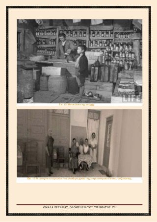 2ο
ΓΥΜΝΑΣΙΟ ΑΓΙΩΝ ΑΝΑΡΓΥΡΩΝ
ΣΧΟΛΙΚΟ ΕΤΟΣ 2015-2016
Εικ. 15. Μπακάλικο της εποχής.
Εικ. 16. Η οικογένεια περνούσε τον ελεύθερο χρόνο της στην αυλή του σπιτιού, συζητώντας.
ΟΜΑΔΑ ΕΡΓΑΣΙΑΣ: ΟΛΟΜΕΛΕΙΑ ΤΟΥ ΤΜΗΜΑΤΟΣ Γ3
 