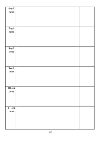 22
6-ий
день
7-ий
день
8-ий
день
9-ий
день
10-ий
день
11-ий
день
 