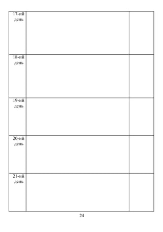 24
17-ий
день
18-ий
день
19-ий
день
20-ий
день
21-ий
день
 