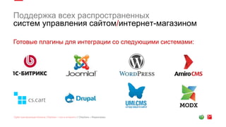 Поддержка всех распространенных
систем управления сайтом/интернет-магазином
Готовые плагины для интеграции со следующими системами:
 