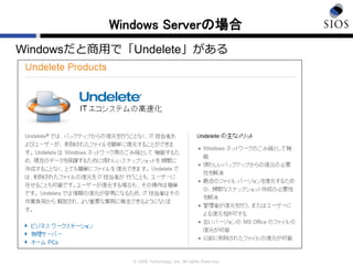 © SIOS Technology, Inc. All rights Reserved.
Windows Serverの場合
Windowsだと商用で「Undelete」がある
 
