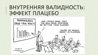 ВНУТРЕННЯЯ ВАЛИДНОСТЬ:
ЭФФЕКТ ПЛАЦЕБО
 