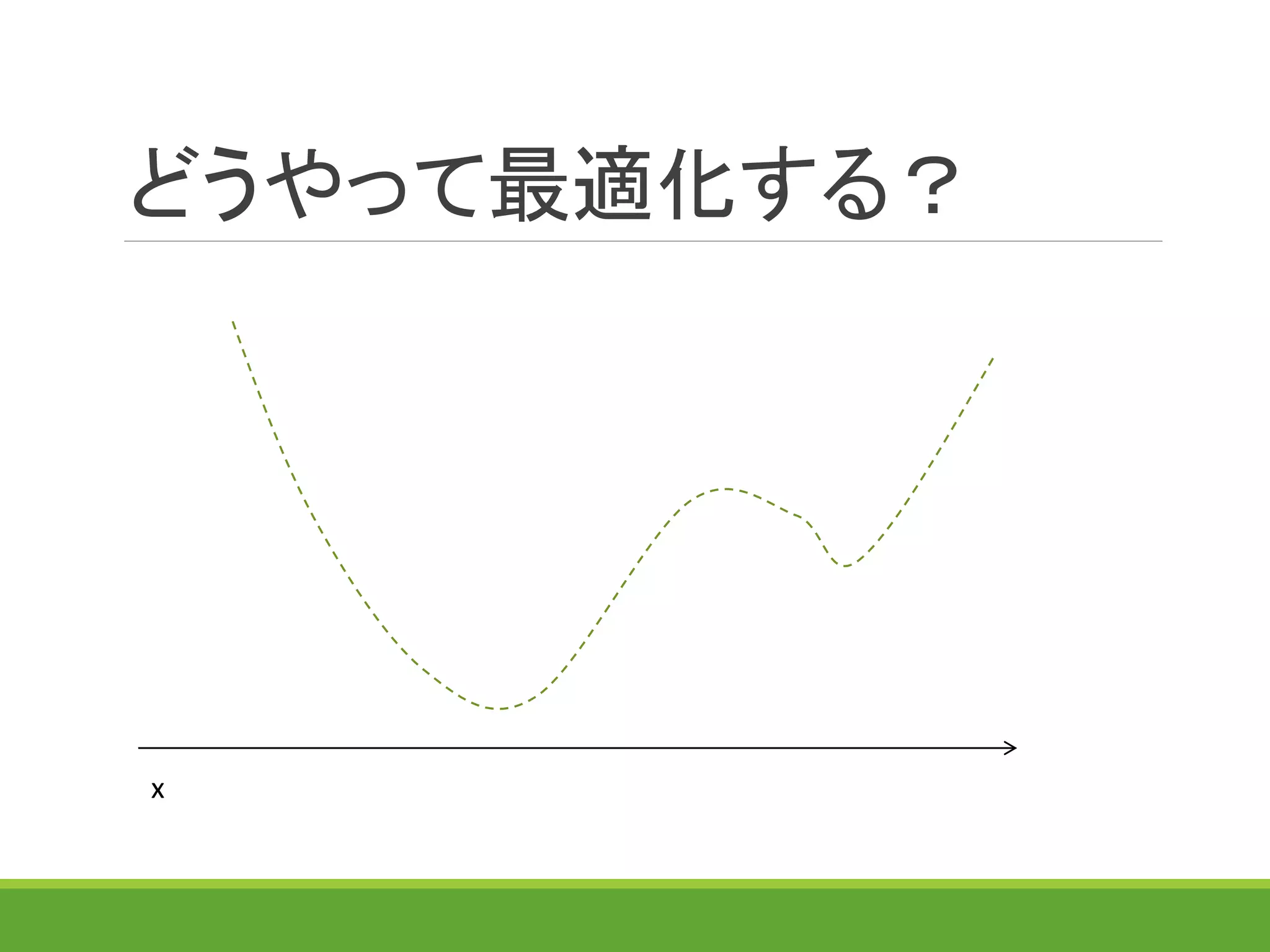 どうやって最適化する？
x
 