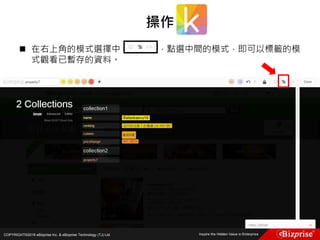 COPYRIGHT©2016 eBizprise Inc. & eBizprise Technology (TJ) Ltd.
 在右上角的模式選擇中 ，點選中間的模式，即可以標籤的模
式觀看已暫存的資料。
操作
 