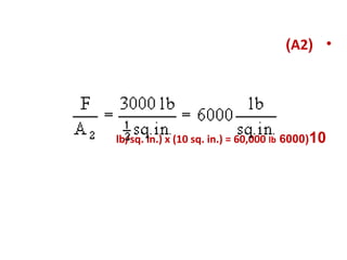 •)A2(
10)6000lb/sq. in.) x (10 sq. in.) = 60,000 lb
 