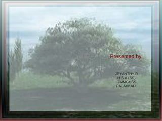 Presented by
JEYANTHY.R
H S A (SS)
GMMGHSS
PALAKKAD.
 