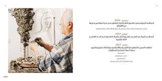 2016 :‫ديسمبر‬
‫وغيرها‬‫ـس‬‫ـ‬‫صفاق‬‫بلدية‬‫ـع‬‫ـ‬‫م‬‫بالتعاون‬‫ـكيلية‬‫ـ‬‫التش‬‫ـون‬‫ـ‬‫للفن‬‫ـطي‬‫ـ‬ ّ‫المتوس‬‫ـى‬‫ـ‬‫الملتق‬
‫الهياكل‬ ‫ـن‬‫ـ‬‫م‬
‫ترينالي‬‫أو‬‫بينالي‬‫ملتقى‬‫ثالثة‬‫أو‬‫سنتين‬‫كل‬‫بصفاقس‬‫سيقام‬‫الملتقى‬‫هذا‬‫ديمومة‬‫أجل‬‫من‬
2017:‫فيفري‬
‫الفنانيــن‬ ‫اتحــاد‬ ‫مــع‬ ‫بالتعــاون‬ ‫التشــكيلية‬ ‫للفنــون‬ ‫العربــي‬ ‫البينالــي‬ ‫الملتقــى‬
‫التشــكيليين‬
2017 :‫مارس‬
‫وفنيين‬‫حرفيين‬‫بمشاركة‬‫واألليكسو‬‫الكريديف‬‫مع‬‫بالتعاون‬‫النسيج‬‫ملتقى‬
:‫للملتقيات‬‫مصاحبة‬‫ندوات:ندوات‬
‫المنمنمات‬ 1-
‫اإلسالم‬‫في‬‫النحت‬ 2-
‫العربي‬‫الخط‬ 3-
.‫لبنان‬‫من‬‫فارس‬‫أبي‬‫هدى‬‫استضافة‬‫مع‬
79 78
 