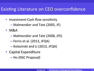 從薪酬制度讀 CEO 的行為心理學 17台北大學統計系 顏汝芳
Data
• Includes both depository institutions (commercial banks and
savings institutions) and investment banks
• Need compensation data (S&P ExecuComp database)
• Need accounting data (Compustat database)
• The final sample contains
– 1,643 bank-year observations from 1994 through 2009
– The period includes both the 1998 Russian crisis and the 2007-
2009 financial crisis
 