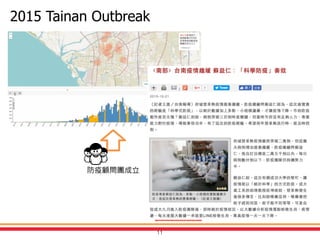 11
2015 Tainan Outbreak
防疫顧問團成立
 