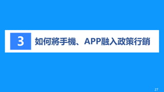 如何將手機、APP融入政策行銷3
27
 