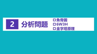 分析問題2
魚骨圖
6W3H
金字塔原理
 