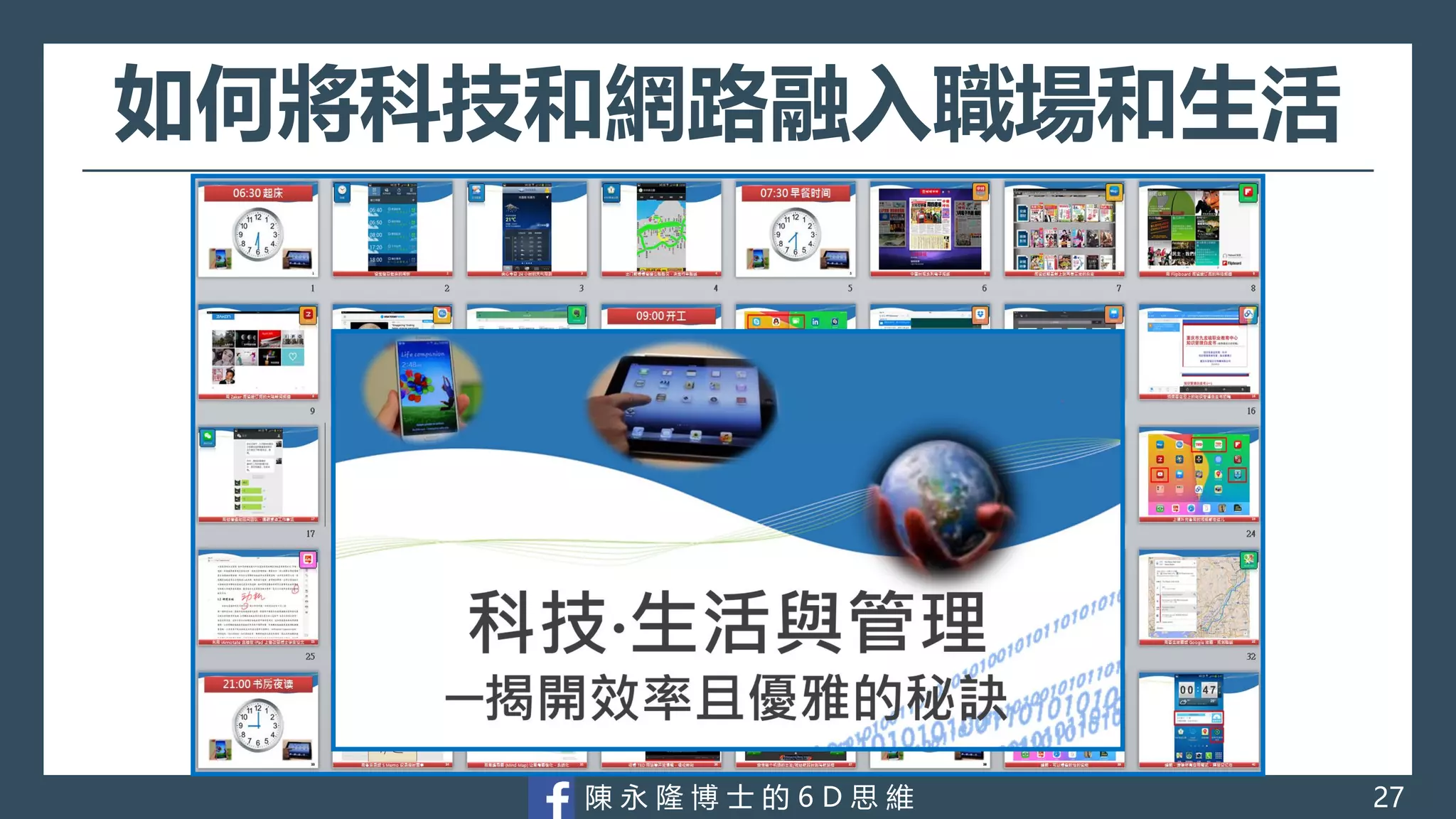 陳 永 隆 博 士 的 6 D 思 維
如何將科技和網路融入職場和生活
27
 