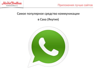 Приложения лучше сайтов
Самое популярное средство коммуникации
в Саха (Якутия)
 