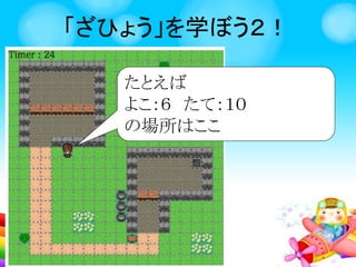 ざひょうを学ぼう！
「START」クリックで
ゲームがはじまるよ！
 