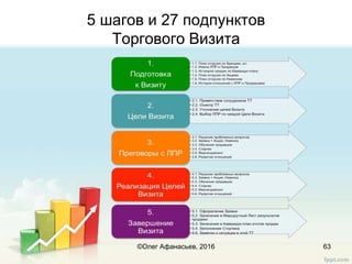 5 шагов и 27 подпунктов
Торгового Визита
63©Олег Афанасьев, 2016
 