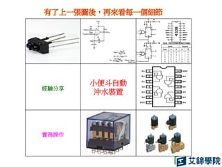 經驗分享
小便斗自動
沖水裝置
實務操作
有了上一張圖後，再來看每一個細節
 