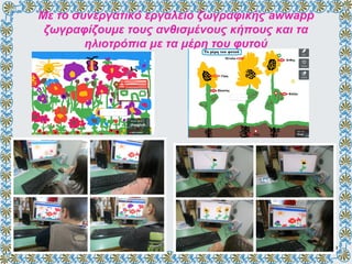 Με το συνεργατικό εργαλείο ζωγραφικής awwapp
ζωγραφίζουμε τους ανθισμένους κήπους και τα
ηλιοτρόπια με τα μέρη του φυτού
 