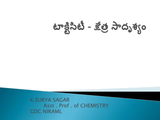 K.SURYA SAGAR
Asst . Prof . of CHEMISTRY
GDC NIRAML
 