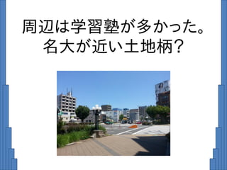 周辺は学習塾が多かった。
名大が近い土地柄？
 