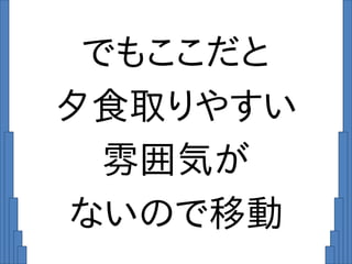 でもここだと
夕食取りやすい
雰囲気が
ないので移動
 