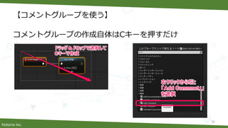 historia Inc.
【コメントグループを使う】
コメントグループの作成自体はCキーを押すだけ
30
 