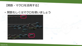 historia Inc.
【関数・マクロを活用する】
• 関数もしくはマクロを使いましょう
45
 