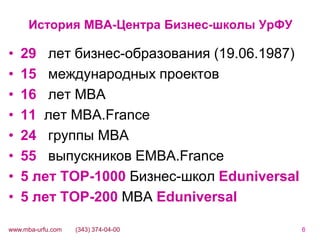 MBA  в МВА-центре Бизнес-школы УрФУ