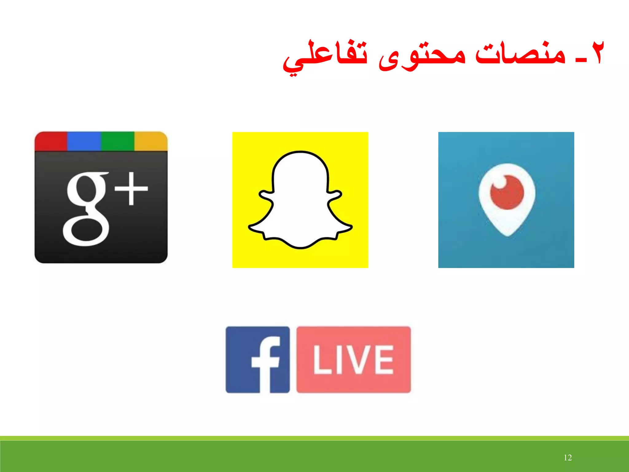 12
2-‫تفاعلي‬ ‫محتوى‬ ‫منصات‬
 