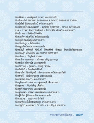 รายนามเจ้าภาพผู้ร่วมบุญ /  257
กัลฯจิติมา - นพ.ณัฐพงศ์ ณ นคร และครอบครัว
กัลฯจินดารัตน์ TAKAAKI SASAGAWA  TOKYO BUSINESS FORUM
กัลฯจิรโชติ ลิ้มทอแสงศิลป์ พร้อมครอบครัว
กัลฯจิรบุญย์ จิตรเกษมราตรี - ศุภพิชญ์ บุตรค�ำชิต - ลลวลัย ธนวิริยาปภา
กรณ์ - กานดา จันทรากิตติพงศ์ - วิวรรธน์ชัย เรืองศรี และครอบครัว
กัลฯจิราพร - จิรพัฒน์ จิตต์ถือ
กัลฯเจนจิรา พันธุ์รักษ์ พร้อมครอบครัว
กัลฯเจริญ พันธุ์มณี และครอบครัว
กัลฯเจี่ยบักกุย - ลี้เซี่ยมเกียว
กัลฯชฎารัตน์ คาโต และครอบครัว
กัลฯชนันต์ - ปาริชาติ - รัสนันท์ - ลักษณ์ทิพย์ - ชิดชนก - ศิรดา ลิ่มกังวาฬมงคล
กัลฯชนิษฐา เล็กค�ำด้วง และ WONG SIEW LEE
กัลฯชลิตา - ปริญรัตน์ ทาเคดะ
กัลฯชวลิต กรรมสาธก - น�้ำเพชร อภิบุญญาวรกุล
กัลฯชวลิต สถิรวาณิช และครอบครัว
กัลฯชัชวาลย์ - สุนันทา - ชรีรัช ทศรัตน์
กัลฯชัยสิทธิ์ - ธิดารัตน์ ศิริโพธิ์
กัลฯชาณิดา รัตนกัญจน์ - กัลฯนาถลดา ตะวันกาญจนโชติ
กัลฯชาตรี - มัลลิกา บุญสูง และครอบครัว
กัลฯชิดชนก ชมนาวัง และครอบครัว
กัลฯชุติกานต์ - สมชาย - สุวรรรภุมิ เพียรอรรถสาร
กัลฯชุมพล - จันทร์เพ็ญ เพ็งด้วง
กัลฯชูศรี ประกอบดง และครอบครัว
กัลฯฐกลพัศ - สรัลพร เจนจิวัฒนกุล และครอบครัว
กัลฯฐิติรัตน์ ฐิติวราธนเลิศ และครอบครัว
กัลฯณธเดช - ณธษา จอมสิรโชติ
กัลฯณัฏฐิกร ลิ้มโอฬารสุขสกุล พร้อมครอบครัว
กัลฯณัฐธีรา พจน์ธนพร, กัลฯวิชัย - ด.ช.สิริภูมิ ลาภหลาย
 