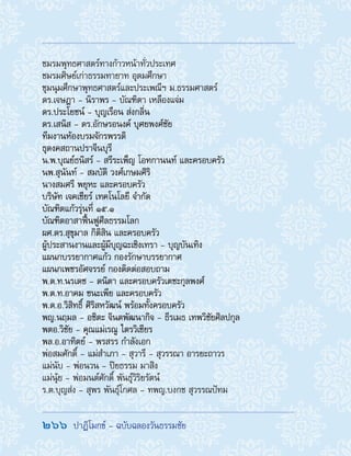266  ปาฏิโมกข์ - ฉบับฉลองวันธรรมชัย
ชมรมพุทธศาสตร์ทางก้าวหน้าทั่วประเทศ
ชมรมศิษย์เก่าธรรมทายาท อุดมศึกษา
ชุมนุมศึกษาพุทธศาสตร์และประเพณีฯ ม.ธรรมศาสตร์
ดร.เจษฎา - นิราพร - บัณฑิตา เหลืองแจ่ม
ดร.ประโยชน์ - บุญเรือน ส่งกลิ่น
ดร.เสนิส - ดร.อักษรอนงค์ บุศยพงศ์ชัย
ทีมงานห้องบรมจักรพรรดิ
ธุดงคสถานปราจีนบุรี
น.พ.บุณย์ธนิสร์ - สรีระเพ็ญ โอทกานนท์ และครอบครัว
นพ.สุนันท์ - สมบัติ วงศ์เกษมศิริ
นางสมศรี พยุหะ และครอบครัว
บริษัท เจคเชียร์ เทคโนโลยี จ�ำกัด
บัณฑิตแก้วรุ่นที่ 15.1
บัณฑิตอาสาฟื้นฟูศีลธรรมโลก
ผศ.ดร.สุขุมาล กิติสิน และครอบครัว
ผู้ประสานงานและผู้มีบุญฉะเชิงเทรา - บุญบันเทิง
แผนกบรรยากาศแก้ว กองรักษาบรรยากาศ
แผนกเพชรอัศจรรย์ กองติดต่อสอบถาม
พ.ต.ท.นรเดช - ดนิตา และครอบครัวเตชะกุลพงศ์
พ.ต.ท.อาคม ชนะเพีย และครอบครัว
พ.ต.อ.วิสิทธิ์ ศิริสหวัฒน์ พร้อมทั้งครอบครัว
พญ.นฤมล - อชิตะ จินตพัฒนากิจ - ธีรเมธ เทพวิชัยศิลปกุล
พตอ.วิชัย - คุณแม่เรณู ไตรวิเชียร
พล.อ.อาทิตย์ - พรสรร ก�ำลังเอก
พ่อสมศักดิ์ - แม่ส�ำเภา - สุวารี - สุวรรณา อารยะถาวร
แม่นับ - พ่อนวน - ปิยธรรม มาสิง
แม่นุ้ย - พ่อมนต์ศักดิ์ พันธุ์วิริยรัตน์
ร.ต.บุญส่ง - สุพร พันธุ์โกศล - ทพญ.บงกช สุวรรณปัทม
 