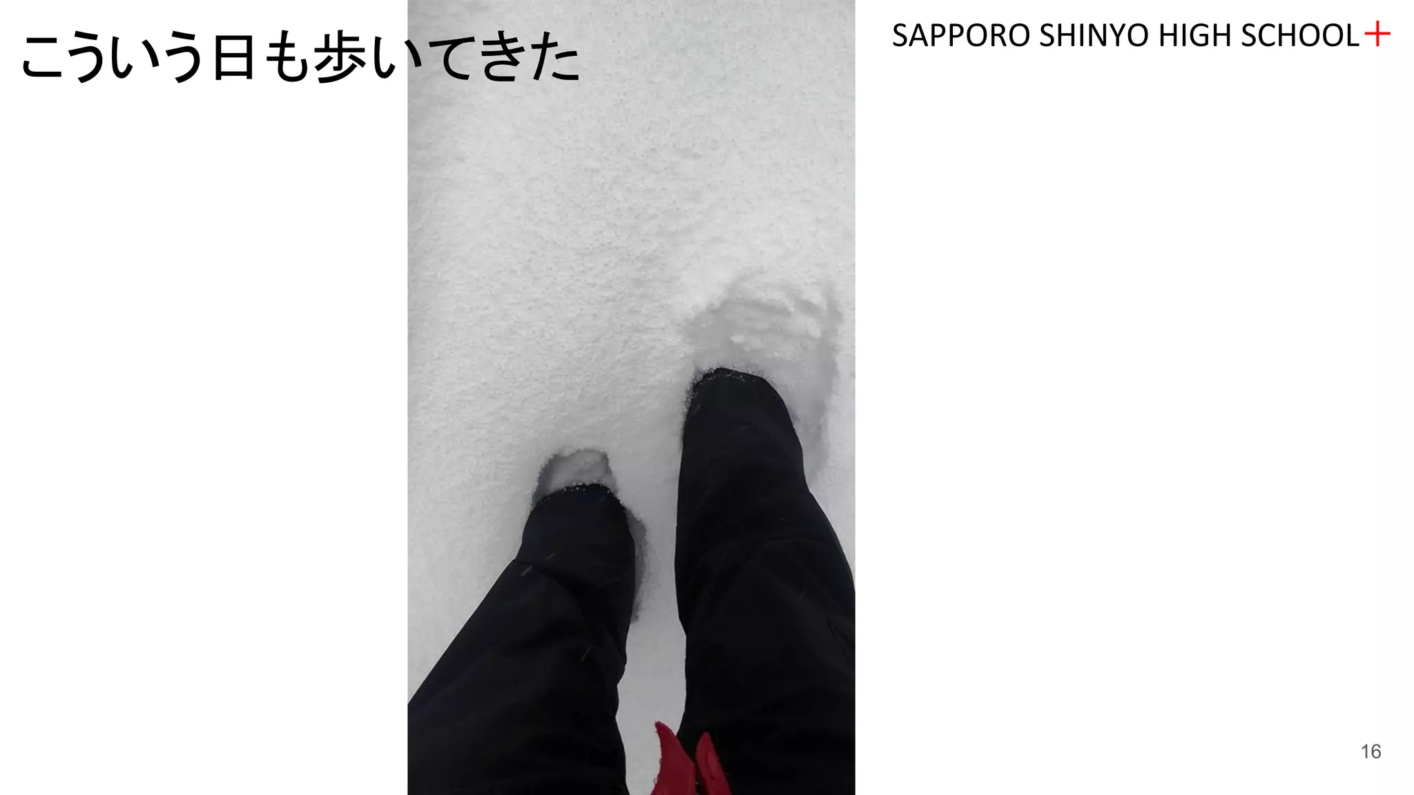 SAPPORO SHINYO HIGH SCHOOL＋
16
こういう日も歩いてきた
 