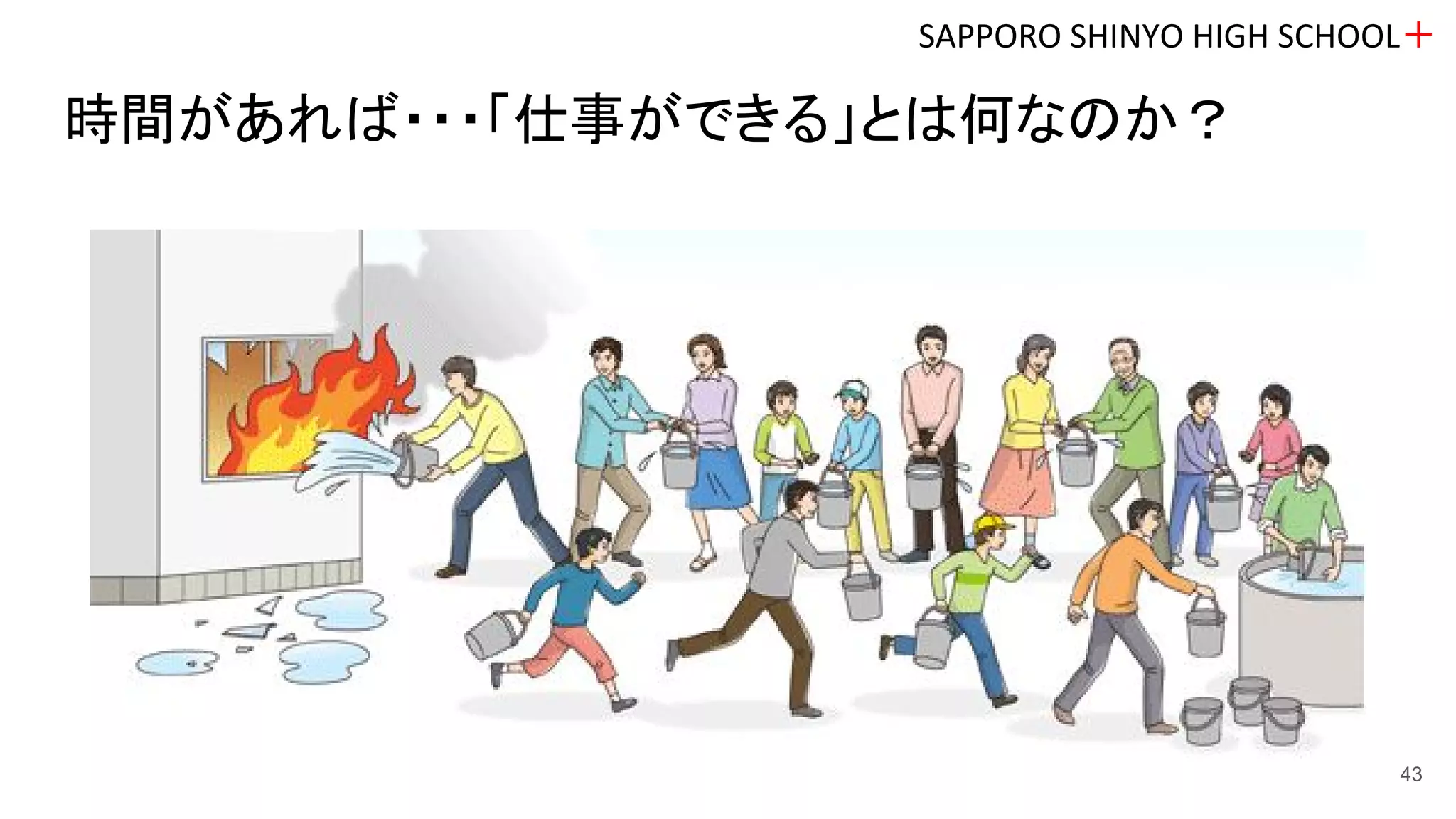 時間があれば・・・「仕事ができる」とは何なのか？
SAPPORO SHINYO HIGH SCHOOL＋
43
 