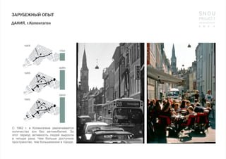 ЗАРУБЕЖНЫЙ ОПЫТ
С 1962 г. в Копенгагене увеличивается
количество зон без автомобилей. За
этот период активность людей выросла
в четыре раза. Чем больше доступное
пространство, тем большежизни в городе.
ДАНИЯ, г.Копенгаген
 