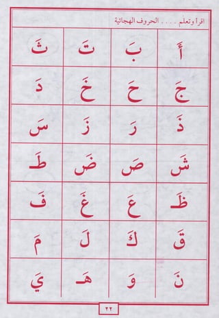 لاحظ واقرأ الحروف الهجائية