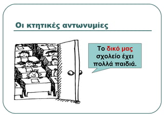 Οι κτητικές αντωνυμίες
Το δικό μας
σχολείο έχει
πολλά παιδιά.
 