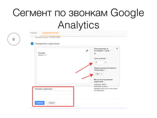 Сегмент по звонкам Google
Analytics
6
 