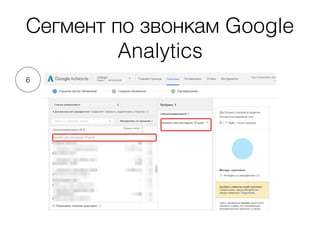 Сегмент по звонкам Google
Analytics
6
 