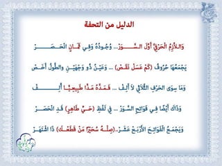 أحكام ( النون الساكنة و التنوين , الميم الساكنة , اللامات السواكن , المدود ) مع الدليل من التحفة و الجزرية  